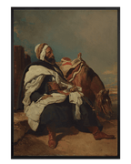 Seated Arab Man with Horse, Alfred Dedreux